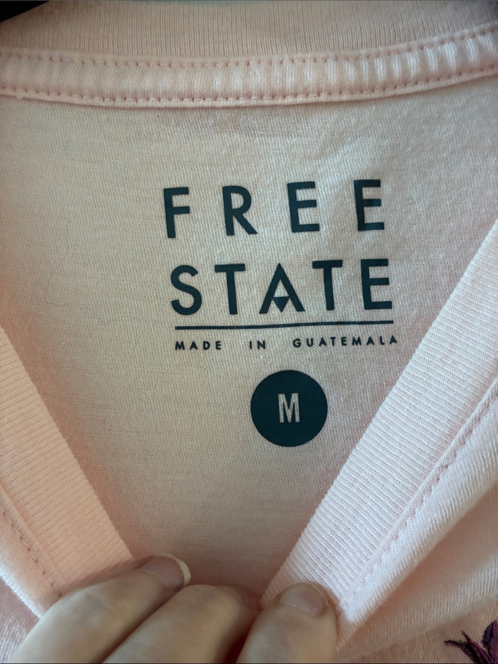 Free State Light Pink Tee with Embroidered Floral Accent - Picture 3 of 5